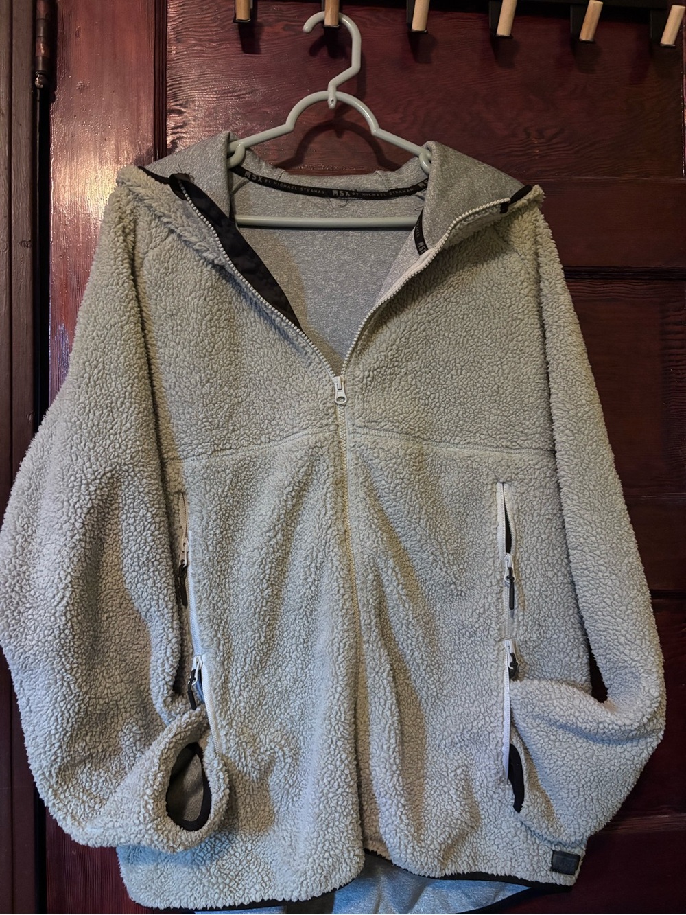 Cream Sherpa Zip Hoodie Jacket